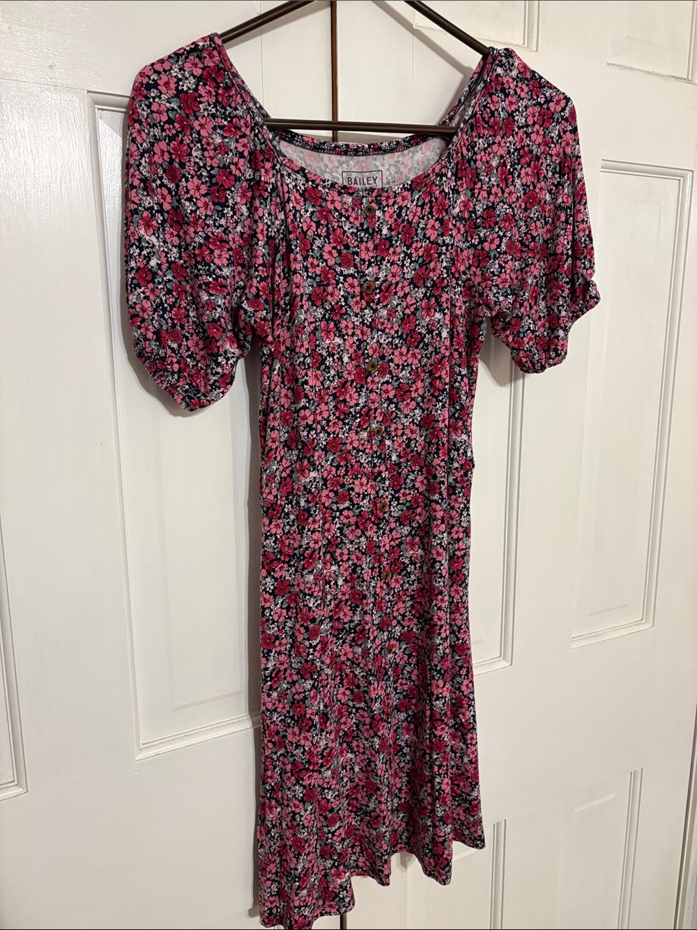 Pink Floral Short-Sleeve Casual Dress for Girls